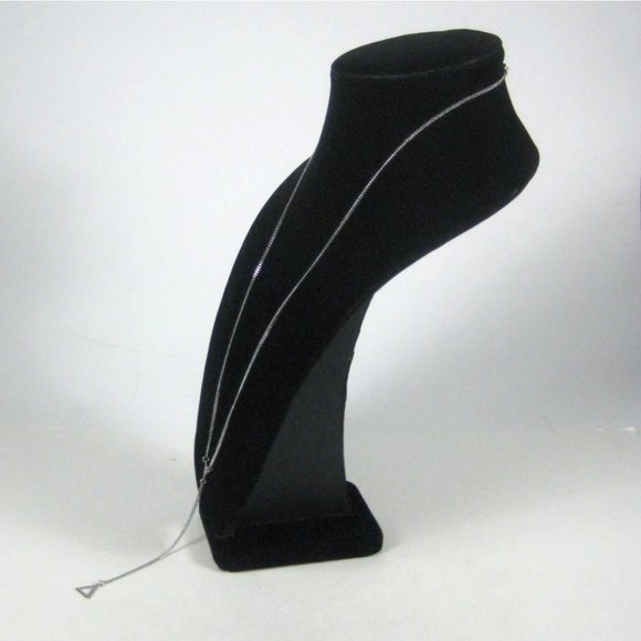 Y Shaped Necklace Silvertone Chain Triangle Pendant 27 inch Dangle Sleek - Picture 5 of 7